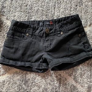 GUESS black distressed denim shorts - size 24